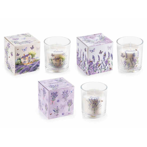Set 3 lumanari parfumate aroma Lavanda Ø 8 cm x 9 H