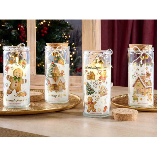 Set 4 lumanari parfumate Craciun Ø 6 cm x 14,5 H