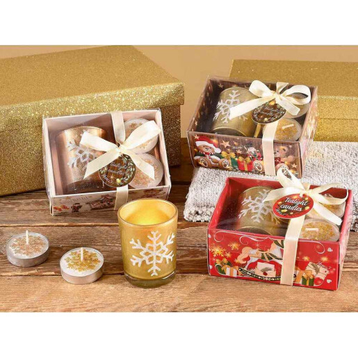 Set suport lumanare, 2 lumanari in cutie cadou IM cm 11 x 8 x 5 H