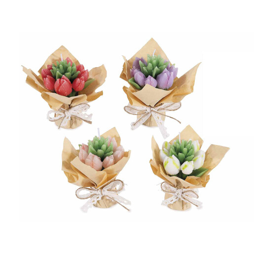 Set 4 lumanari tip buchet Lalele 9,5x7,5x12 H