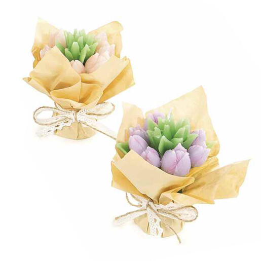 Set 4 lumanari tip buchet Lalele 9,5x7,5x12 H