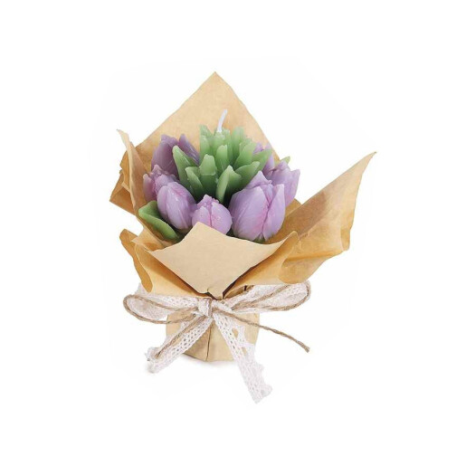 Set 4 lumanari tip buchet Lalele 9,5x7,5x12 H