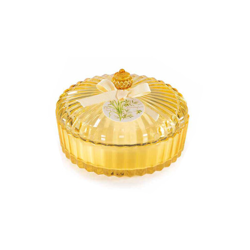 Lumanare parfumata in borcan sticla aroma Frunze Maslin, Lemongrass Ø 13 cm x 9 H