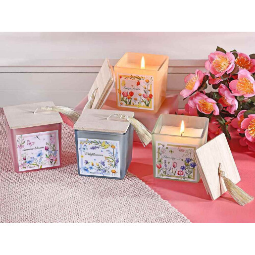 Lumanare parfumata in borcan sticla Flowery Air cm 8 x 8 x 8,5 H