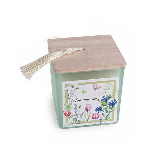 Lumanare parfumata in borcan sticla Flowery Air cm 8 x 8 x 8,5 H