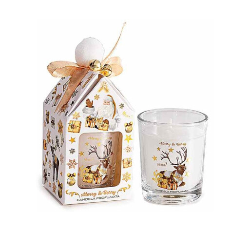 Lumanare parfumata Craciun in cutie cadou aroma Fructe Padure cm 5,5 x 5,5 x 12 H