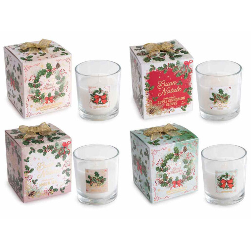 Set 4 candele parfumate Craciun Ø 7,5 cm x 8 H