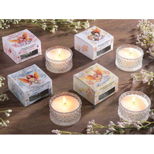 Lumanare parfumata in borcan sticla, cutie cadou aroma Lemn santal, Ambra cm 9 x 9 x 5 H