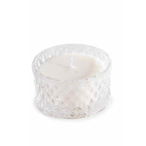 Lumanare parfumata in borcan sticla, cutie cadou aroma Iasomie alba cm 9 x 9 x 5 H