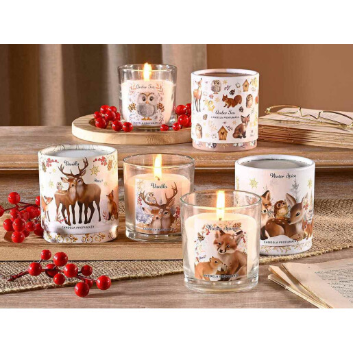 Set 3 candele parfumate Craciun Ø 7,5 cm x 8 H