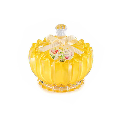 Lumanare parfumata in borcan aroma Lemongrass, frunze maslin Ø 11 cm x 10,5 H