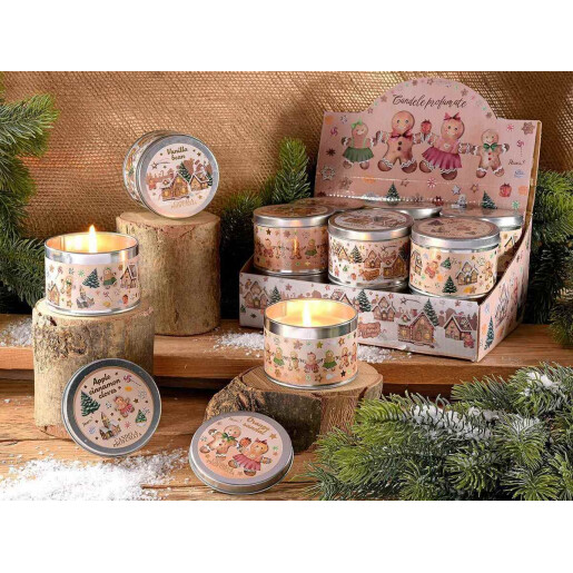 Set 3 candele Craciun parfumate Ø 7,5 cm x 5 H