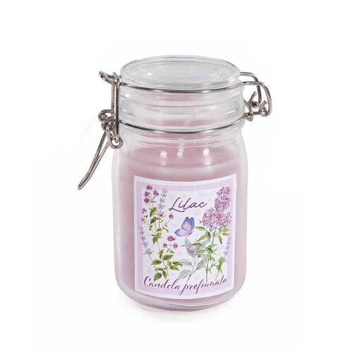 Lumanare parfumata in borcan sticla aroma Liliac Ø 7 cm x 11,5 H