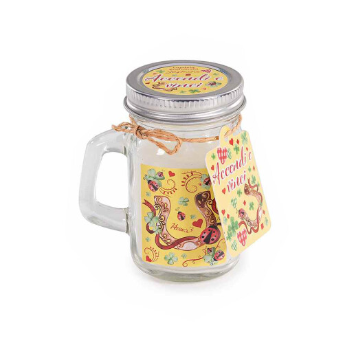 Lumanare parfumata in borcan sticla aroma Iasomie 7 x 5 x 8,5 H