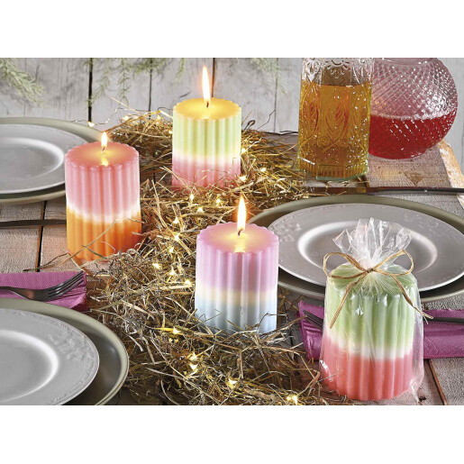 Lumanare ambientala ceara roz alba portocalie Ø 7,5 cm x 10 H