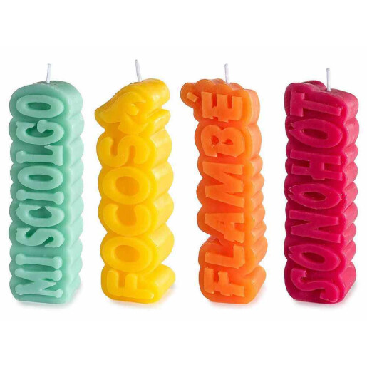 Set 4 lumanari ambientale ceara multicolora cm 4,5 x 3,5 x 14,5 H