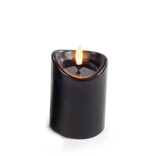Set 3 lumanari ambientale cu led ceara neagra Ø 7 cm x 16 H, Ø 7 x 13 H, Ø 7 x 10,5 H 