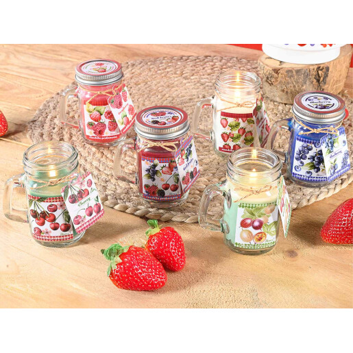 Lumanare parfumata in borcan aroma Fructe de Padure cm 7 x 5 x 8,5 H
