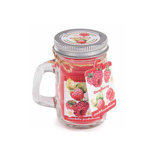 Lumanare parfumata in borcan aroma Zmeura cm 7 x 5 x 8,5 H