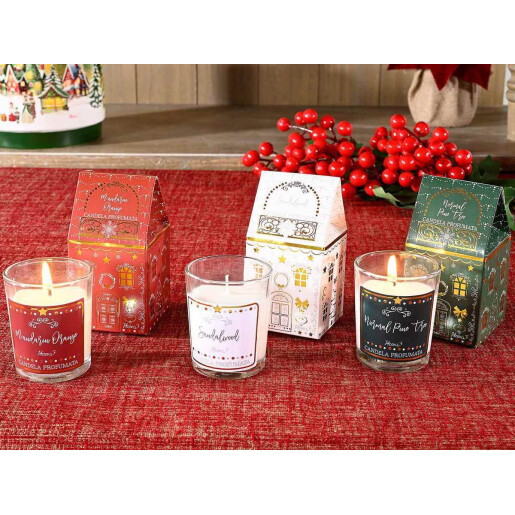 Set 3 candele parfumate Craciun 5.5x6.5 cm