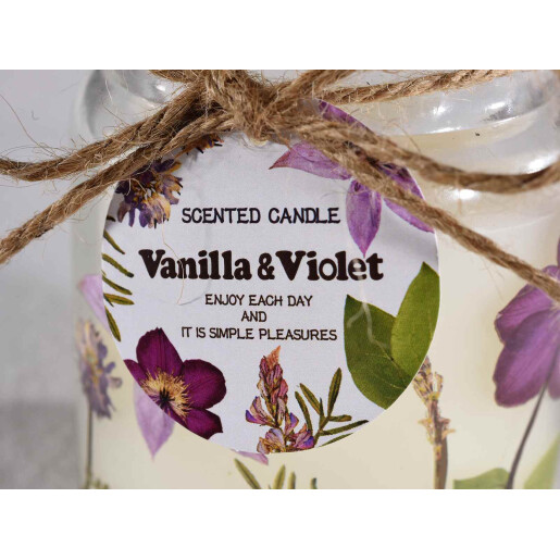 Lumanare parfumata in borcan aroma Vanile, Flori Viorele Ø 7,5 cm x 10 H