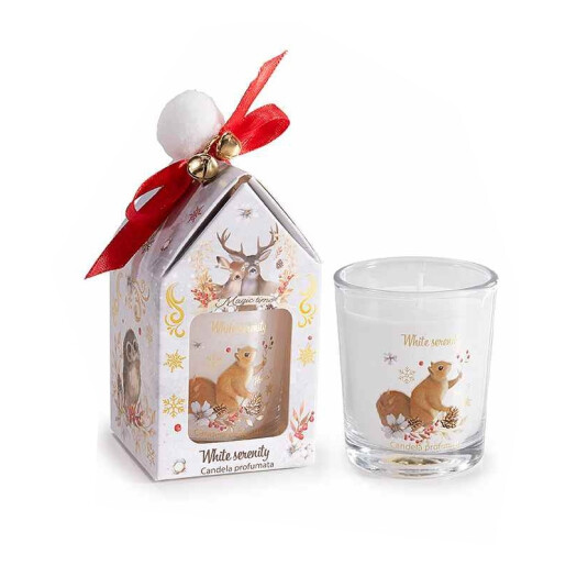 Lumanare parfumata Craciun in cutie cadou aroma White Serenity Ø 5,5 cm x 6,5 H