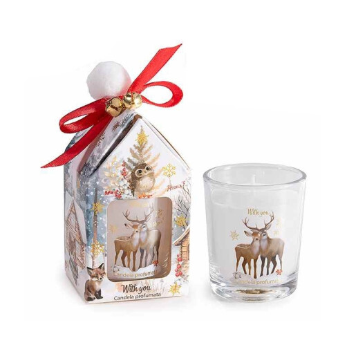 Lumanare parfumata Craciun in cutie cadou aroma With You Ø 5,5 cm x 6,5 H
