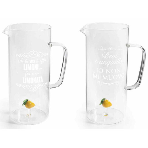 Set 2 carafe servire sticla multicolora Lamaie cm 15,5 x 10 x 22,5 H, 1.5 L
