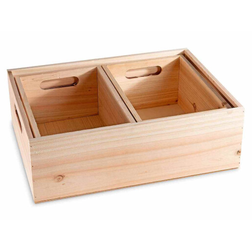 Set 6 cutii lemn natur 36x26.5x12 cm, 23.5x16.5x10.5 cm