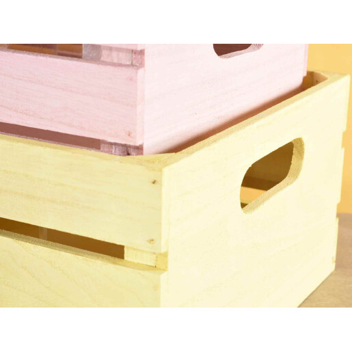 Set 3 cutii depozitare lemn 35x25x14 cm, 30x21.5x12 cm, 25x19x10 cm