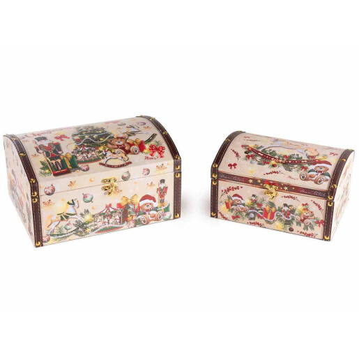Set 2 cufere lemn Vintage Toys 28x20.5x15.5 cm, 23x16.5x12.5 cm