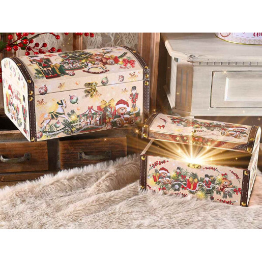 Set 2 cufere lemn Vintage Toys 28x20.5x15.5 cm, 23x16.5x12.5 cm