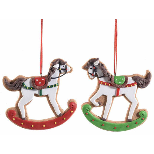 Set 2 ornamente brad Craciun polirasina 10x10.5 cm