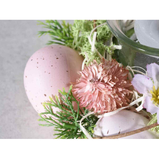 Coronita Paste de masa cu suport lumanare oua roz 14.5x6.5 cm