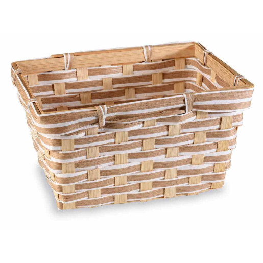 Cos bambus maro alb 22.5x17x12 cm