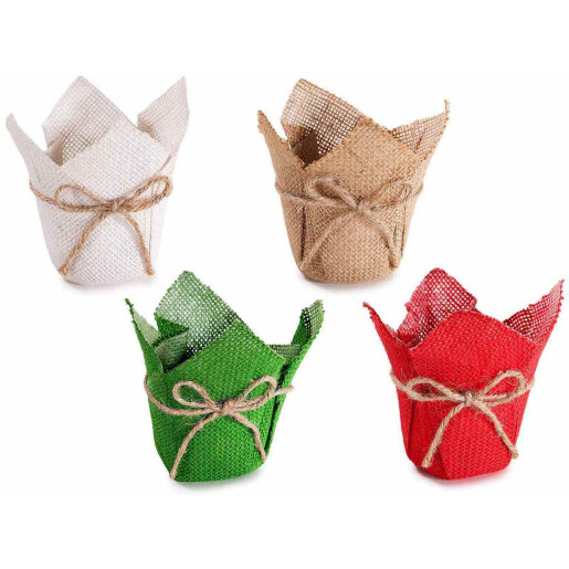 Set 4 cosulete iuta multicolora Ø 12 cm x 14 H