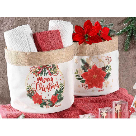 Set 2 cosuri Craciun textil multicolor 18x22 cm