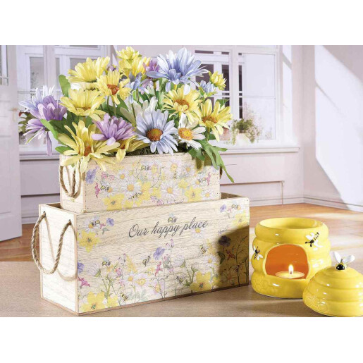 Set 4 cosuri lemn 25x10x11.5 cm, 19x7x7 cm