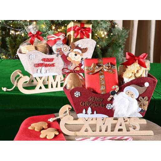 Set 2 saniute decorative Craciun cm 30 x 11 x 19,5 H