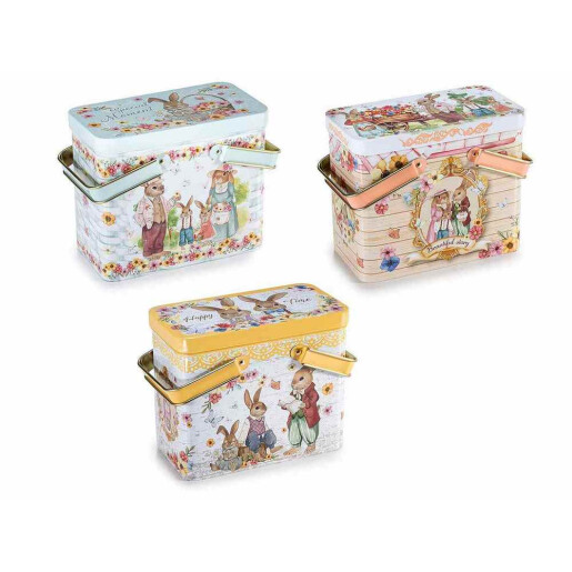 Set 3 cutii Paste metal multicolor 15x8x16 H