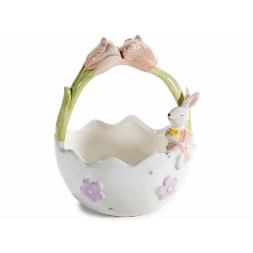 Cos Paste Iepuras ceramica multicolora Ø 14 cm x 18,5 H