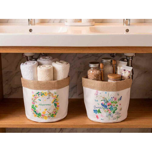 Cos textil multicolor Flori  Ø 20 cm x 20 H