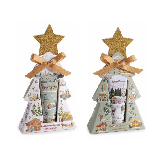 Set 2 creme maini, 2 pile unghii cadou Craciun cm 10 x 3.5 x 18 H, 30 ml