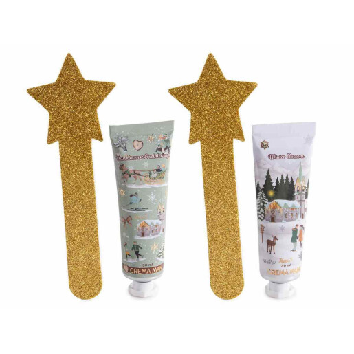 Set 2 creme maini, 2 pile unghii cadou Craciun cm 10 x 3.5 x 18 H, 30 ml