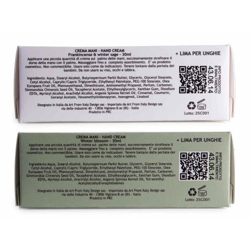 Set 2 creme maini, 2 pile unghii cadou Craciun cm 10 x 3.5 x 18 H, 30 ml