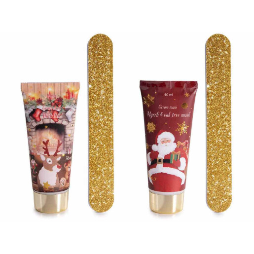 Set 2 creme maini, 2 pile unghii cadou Craciun cm 6 x 3,5 x 13,5 H, 40 ml