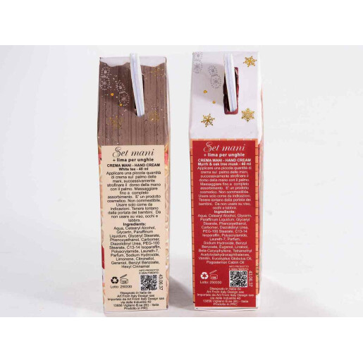 Set 2 creme maini, 2 pile unghii cadou Craciun cm 6 x 3,5 x 13,5 H, 40 ml