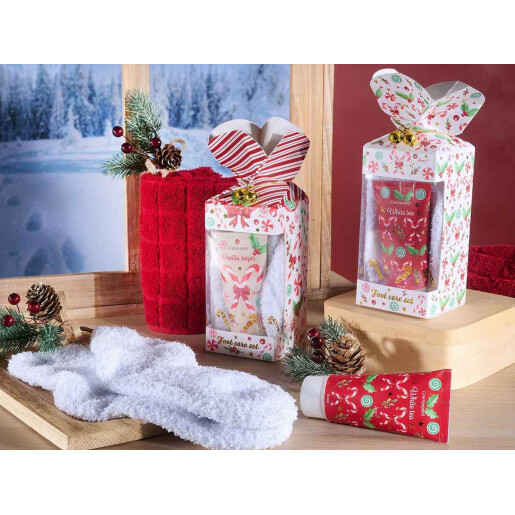 Set 2 creme picioare parfumate 2 perechi sosete cadou Craciun Winter cm 7 x 7 x 20 H, 60 ml