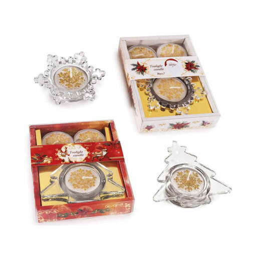 Set 2 suporturi, 6 lumanari Craciun cm 10 x 12,5 x 2 H