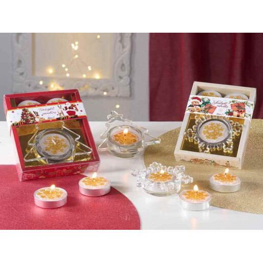 Set candela cu lumanare in cutie cadou Bradut 8,5x9x2 H